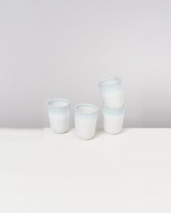 Large Mint White Ceramic Cup Set of Four