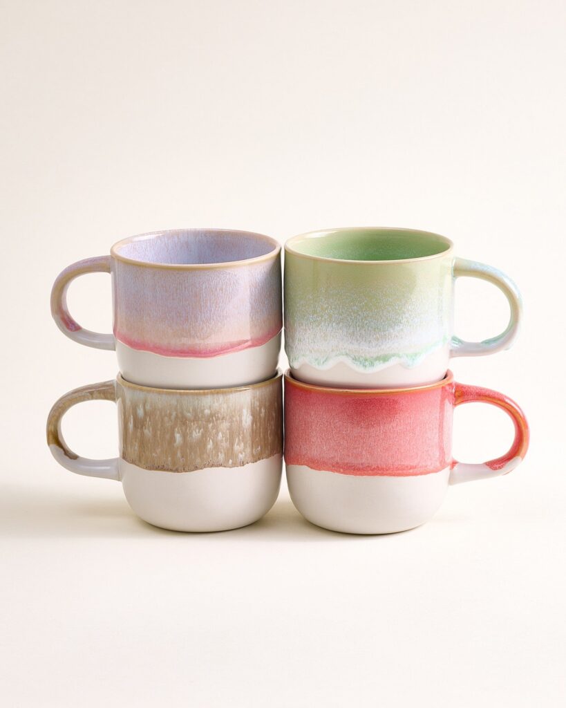 Large Sunrise Blossom Mix Ceramic Mug Set of Four