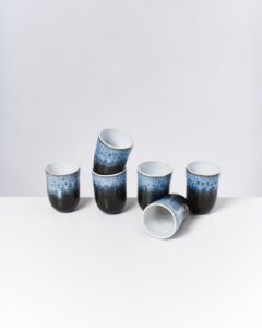 Large Schwarzblau Ceramic Cup Set of Six
