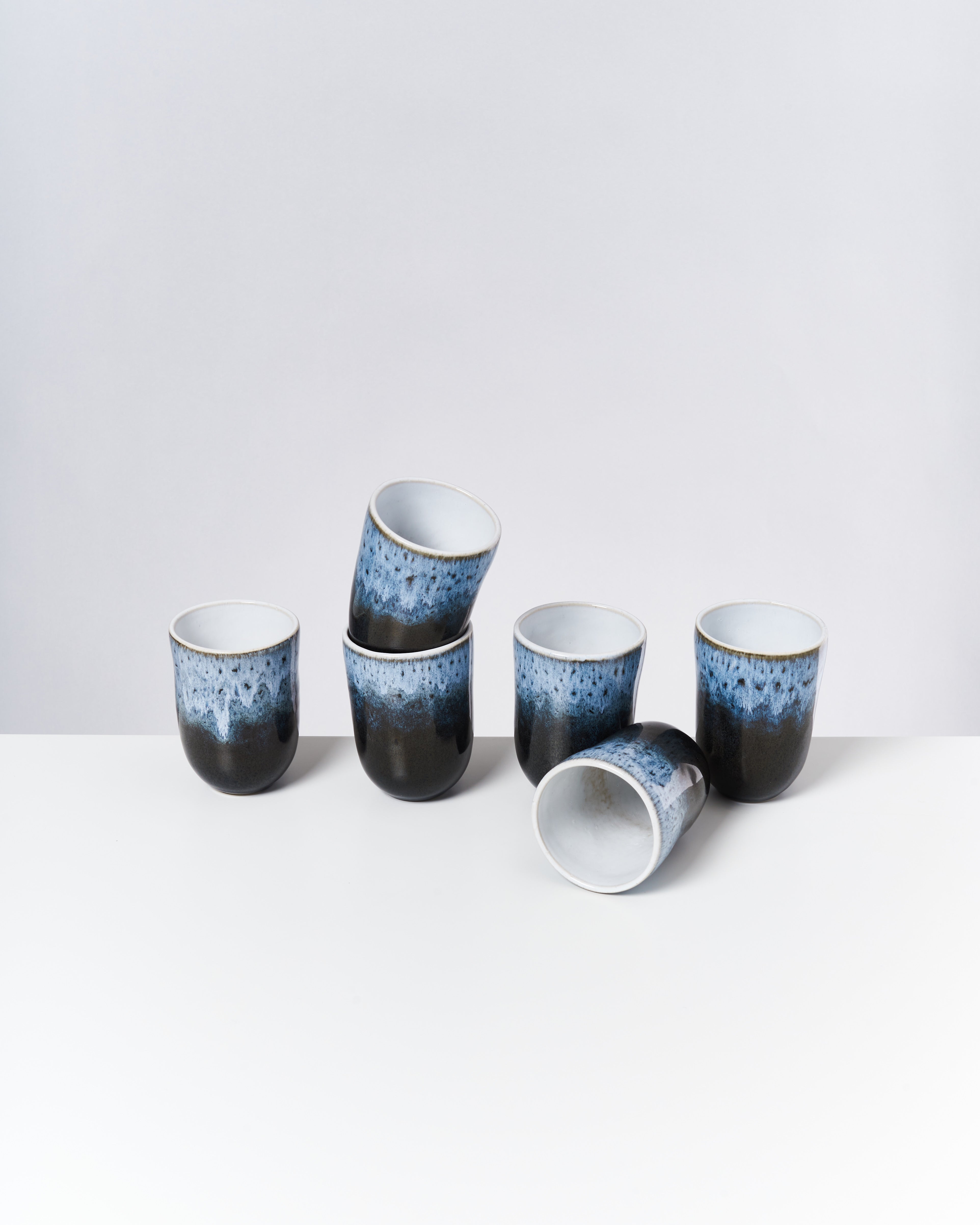 Large Schwarzblau Ceramic Cup Set of Six
