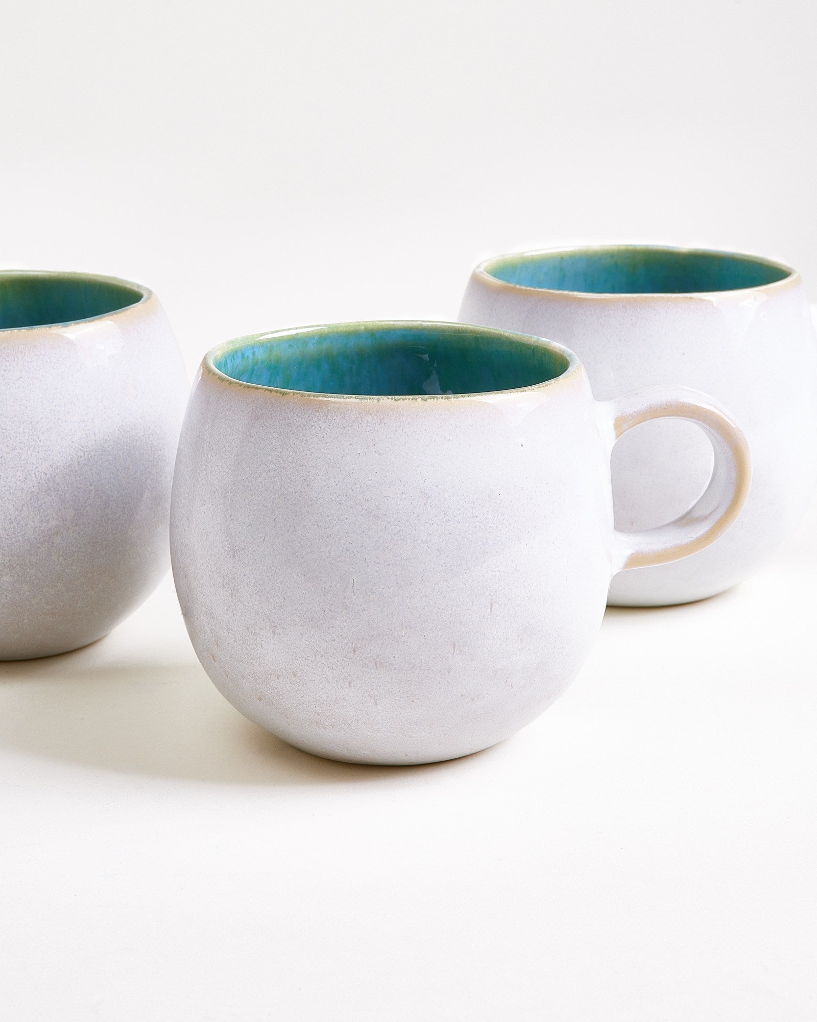 Large Aqua Ceramic Mug Set of Four