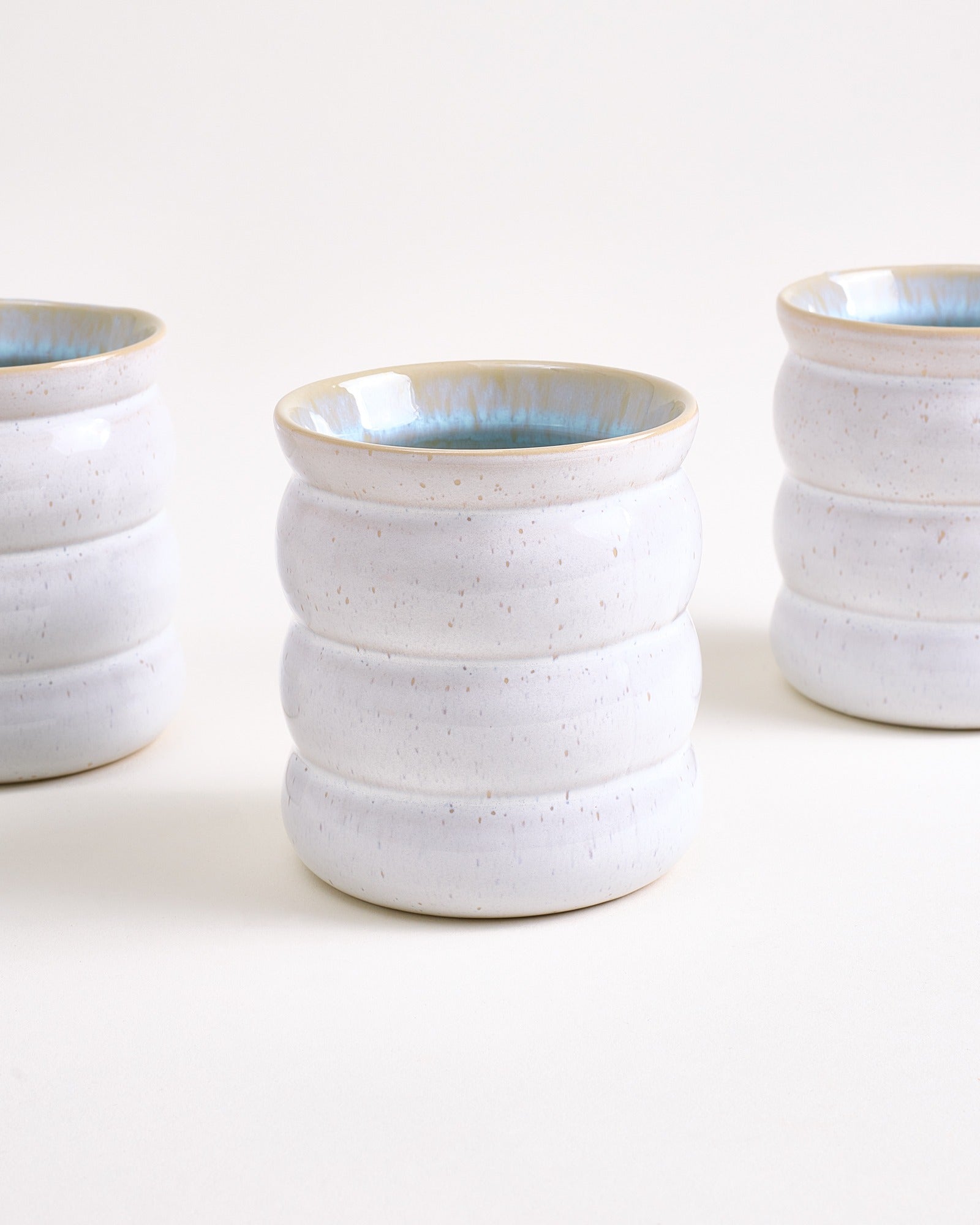 Large Bubble Azure Ceramic Cup Set of Six