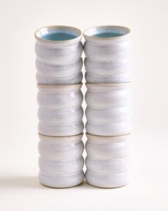 Large Bubble Azure Ceramic Cup Set of Six