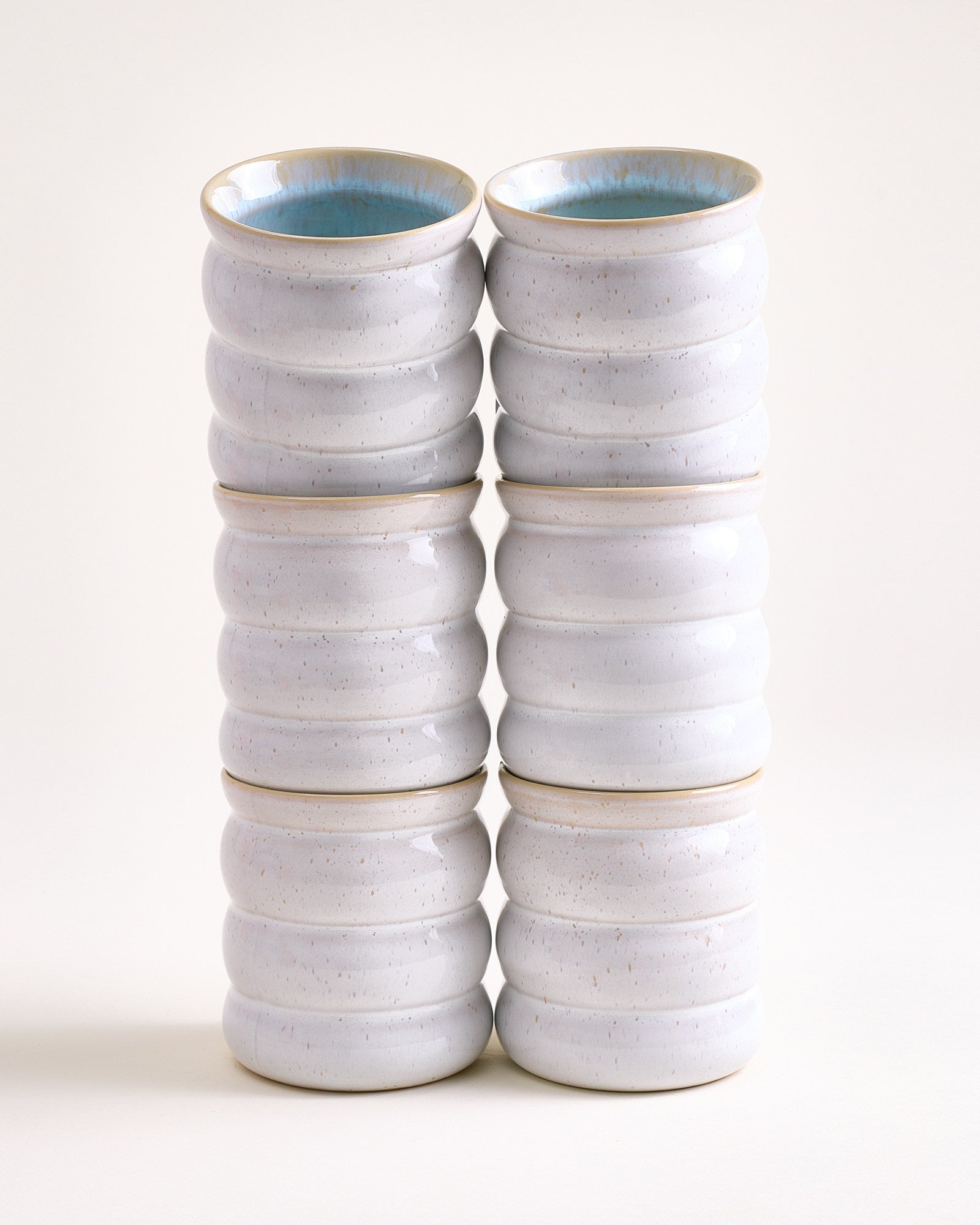 Large Bubble Azure Ceramic Cup Set of Six