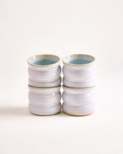 Small Bubble Azure Ceramic Cup Set of Four