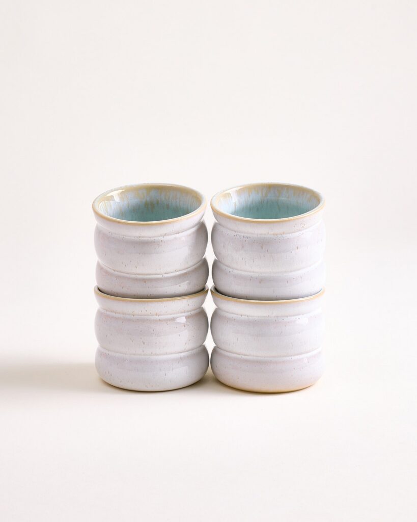Small Bubble Azure Ceramic Cup Set of Four