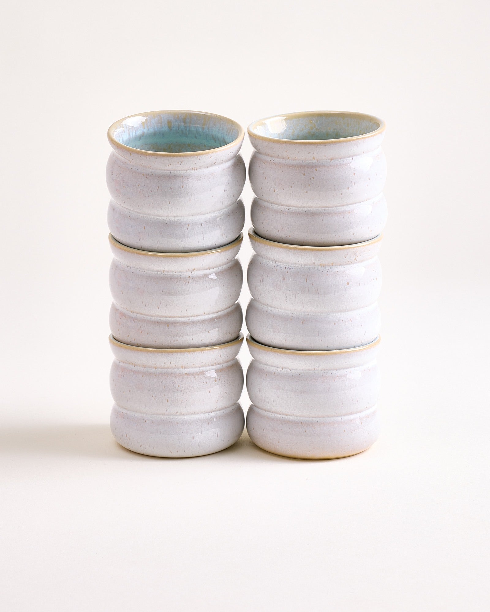 Small Bubble Azure Ceramic Cup Set of Six