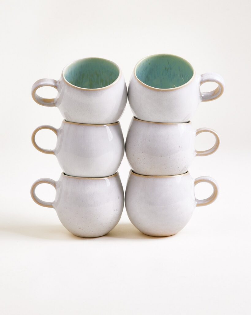 Small Mint Ceramic Mug Set of Six