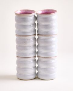 Large Bubble Rose Ceramic Cup Set of Six