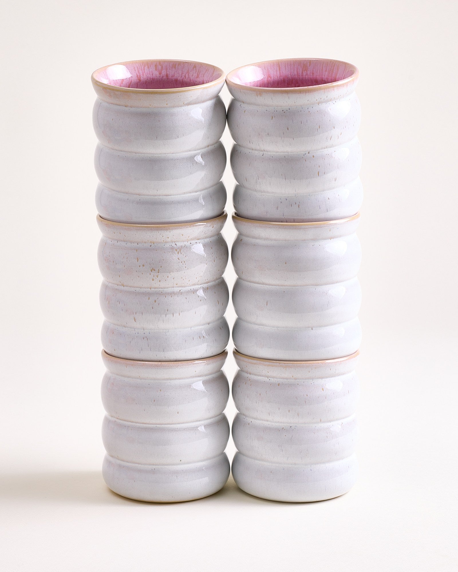 Large Bubble Rose Ceramic Cup Set of Six