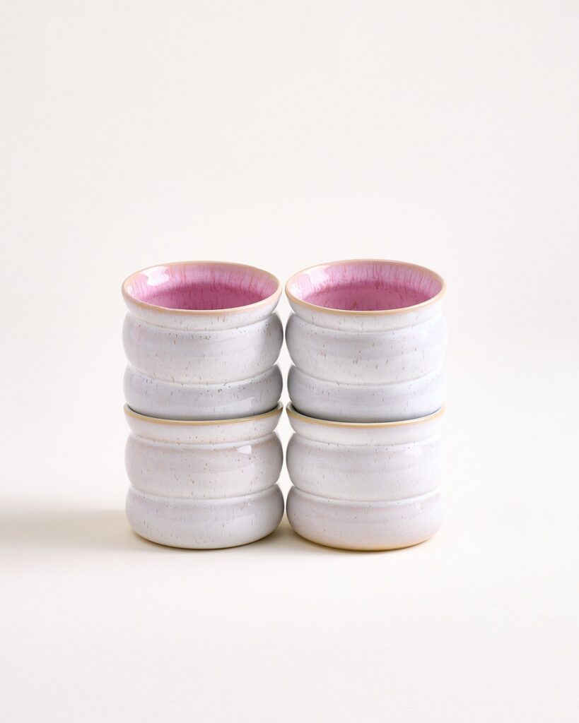 Small Bubble Rose Ceramic Cup Set of Four
