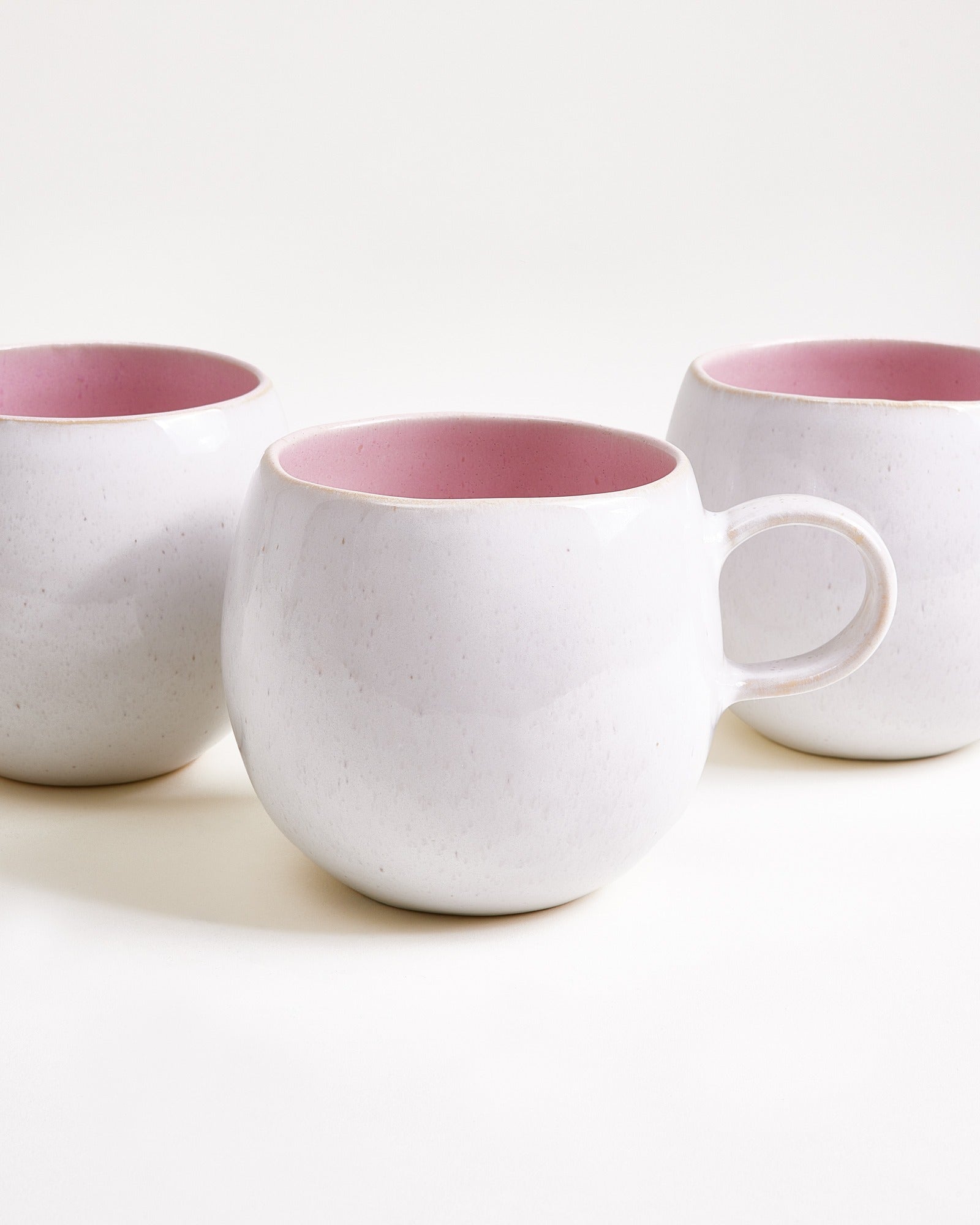 Large Rose Ceramic Mug Set of Six