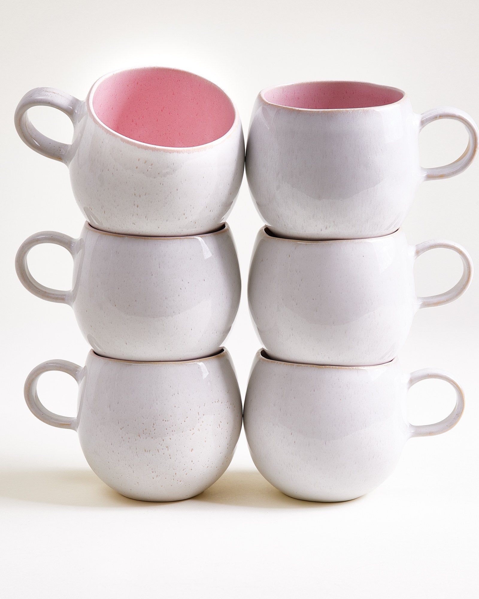 Large Rose Ceramic Mug Set of Six