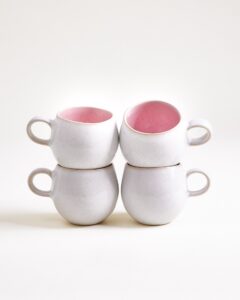 Small Rose Ceramic Mug Set of Four