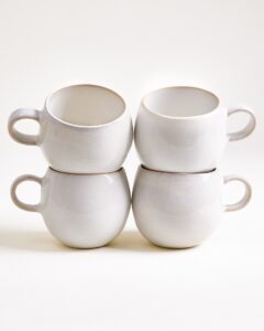 Large White Ceramic Mug Set of Four