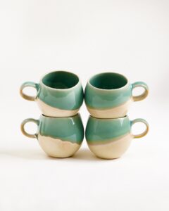 Small Hellgrün Sand Ceramic Mug Set of Four
