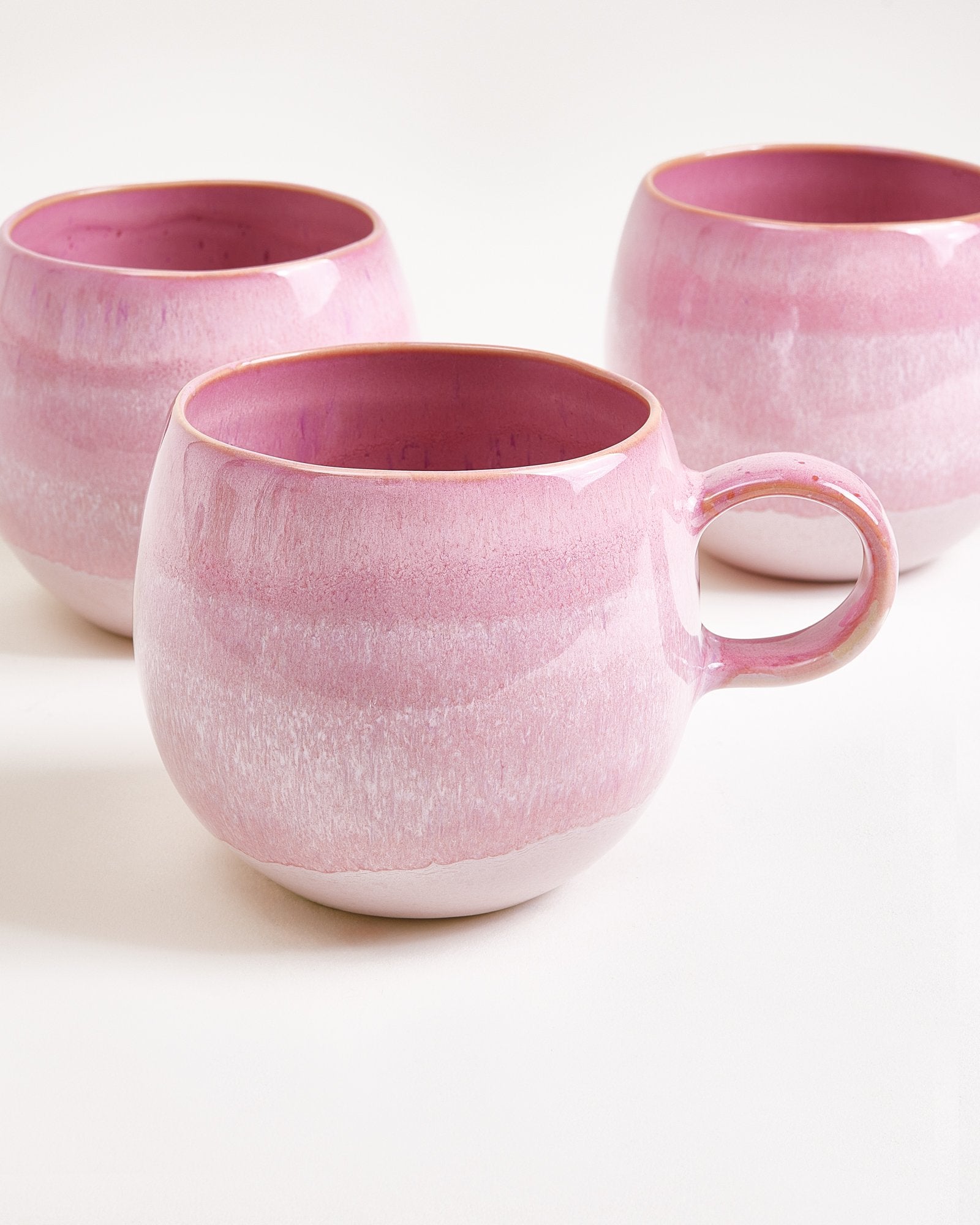 Large Everyday Pink Ceramic Mug Set of Six