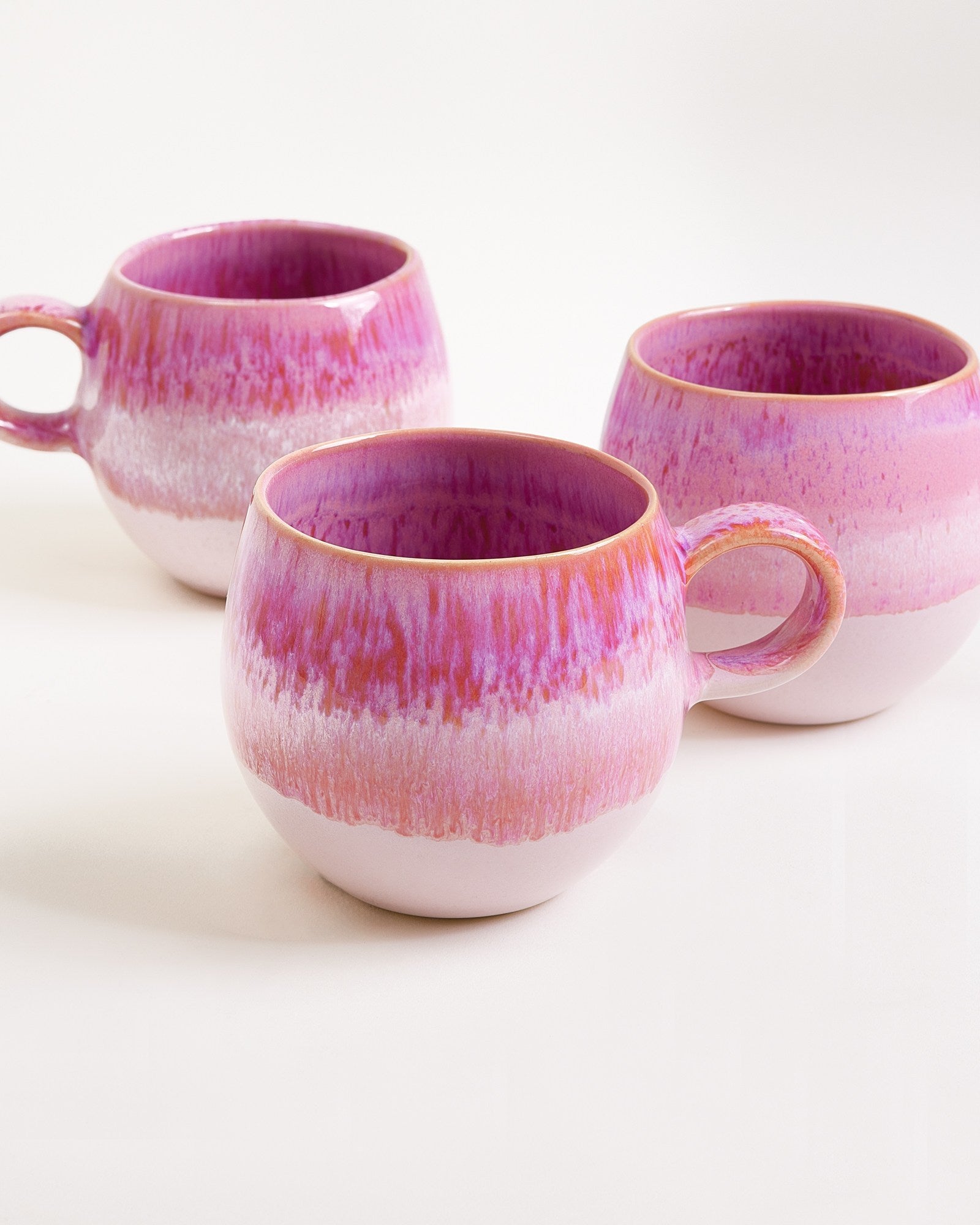 Small Soft Glaze Pink Ceramic Mug Set of Six