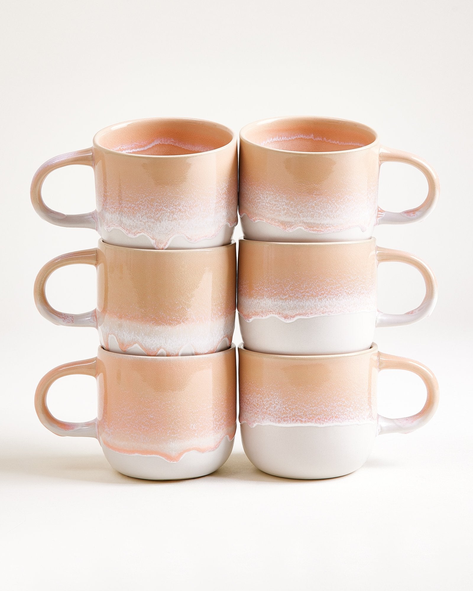 Large Apricot Ceramic Mug Set of Six