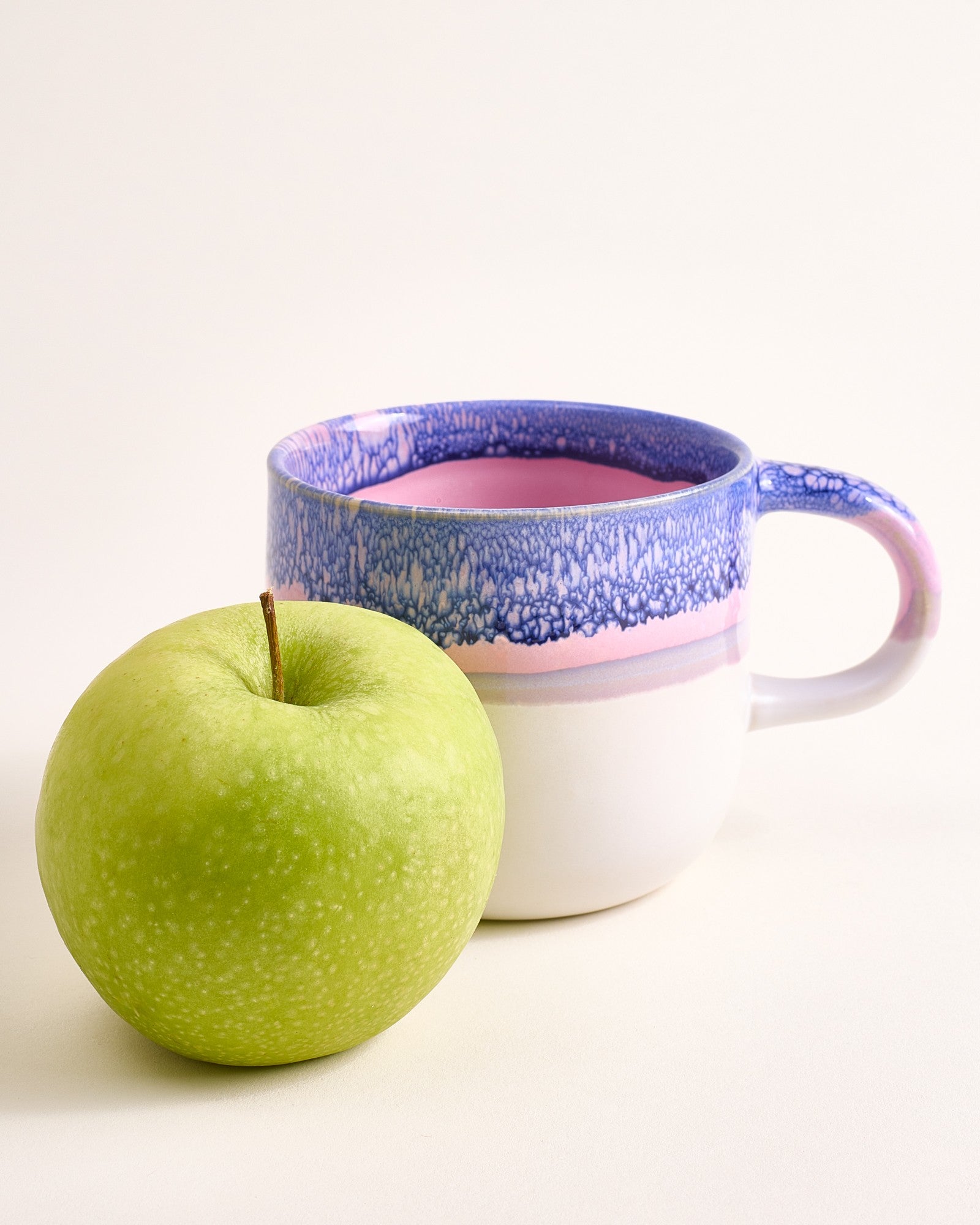 Large Blue Lilac Ceramic Mug Set of Six