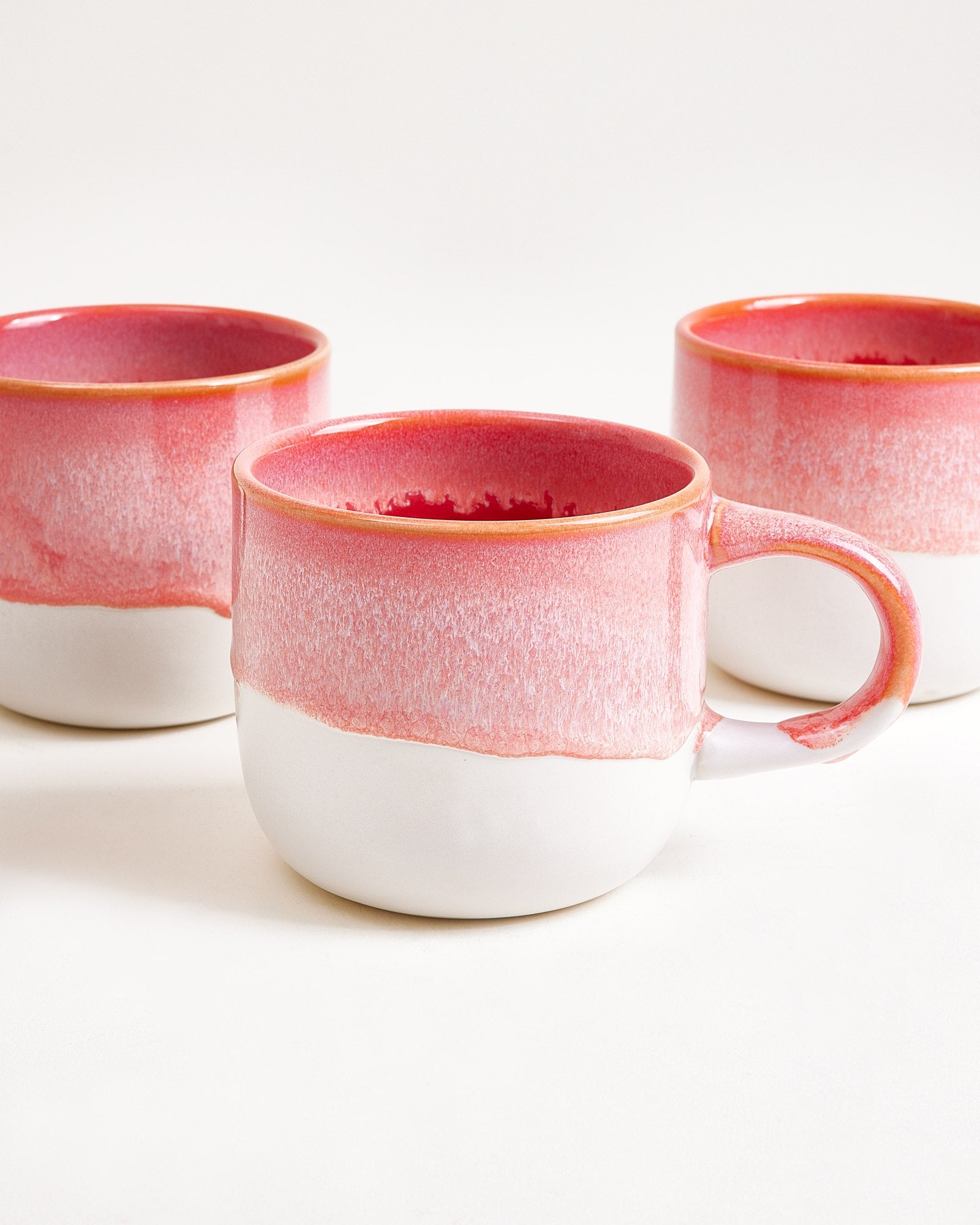 Large Pink Ceramic Mug Set of Six