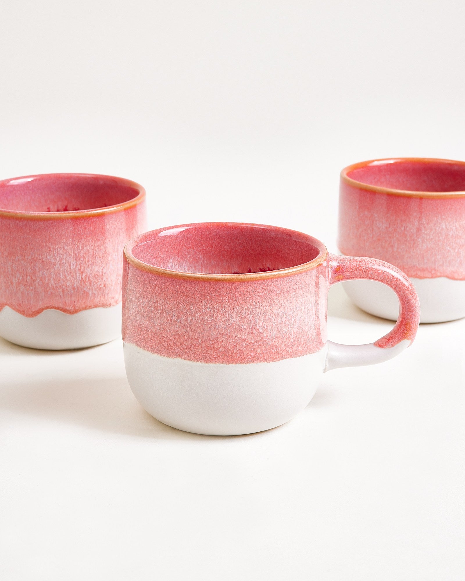Small Pink Ceramic Mug Set of Four