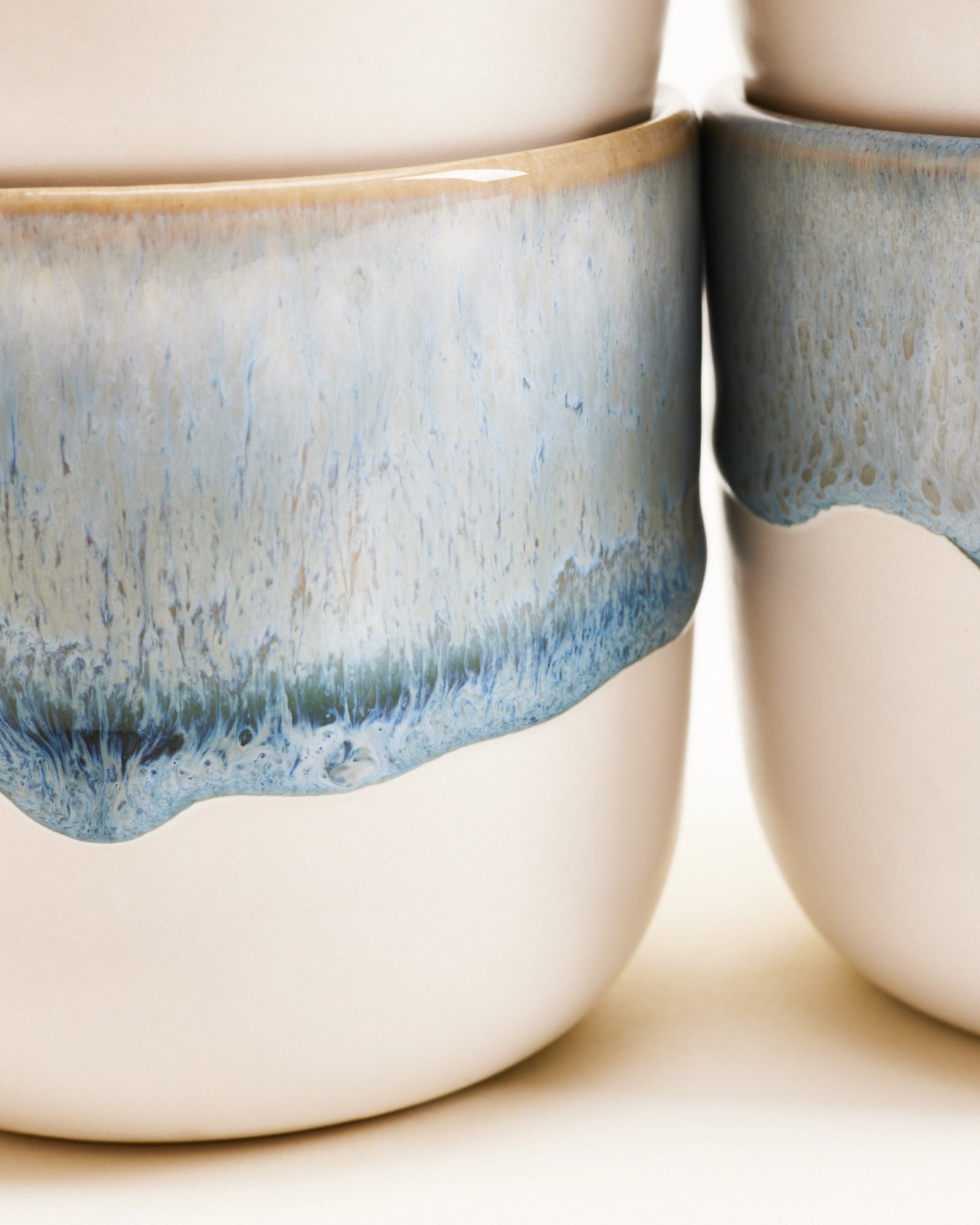Small Gray Blue Ceramic Cup Set of Four