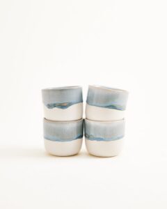 Small Gray Blue Ceramic Cup Set of Four