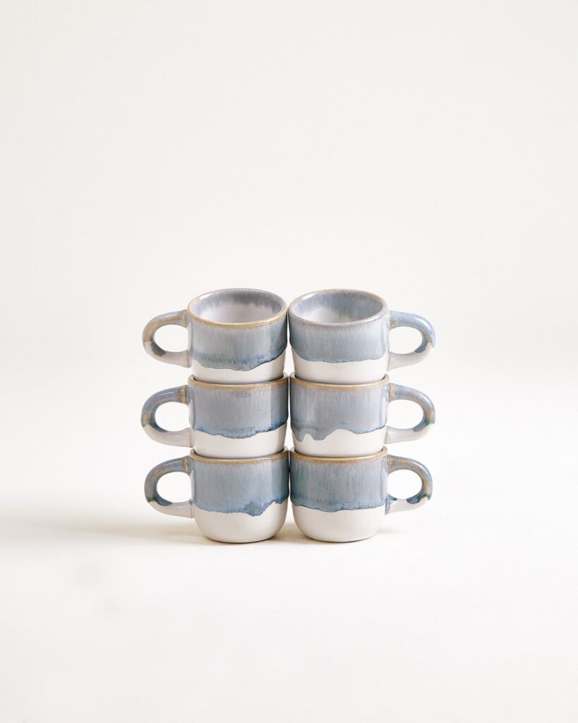 Everyday Refined Gray Blue Espresso Cup Set of Six
