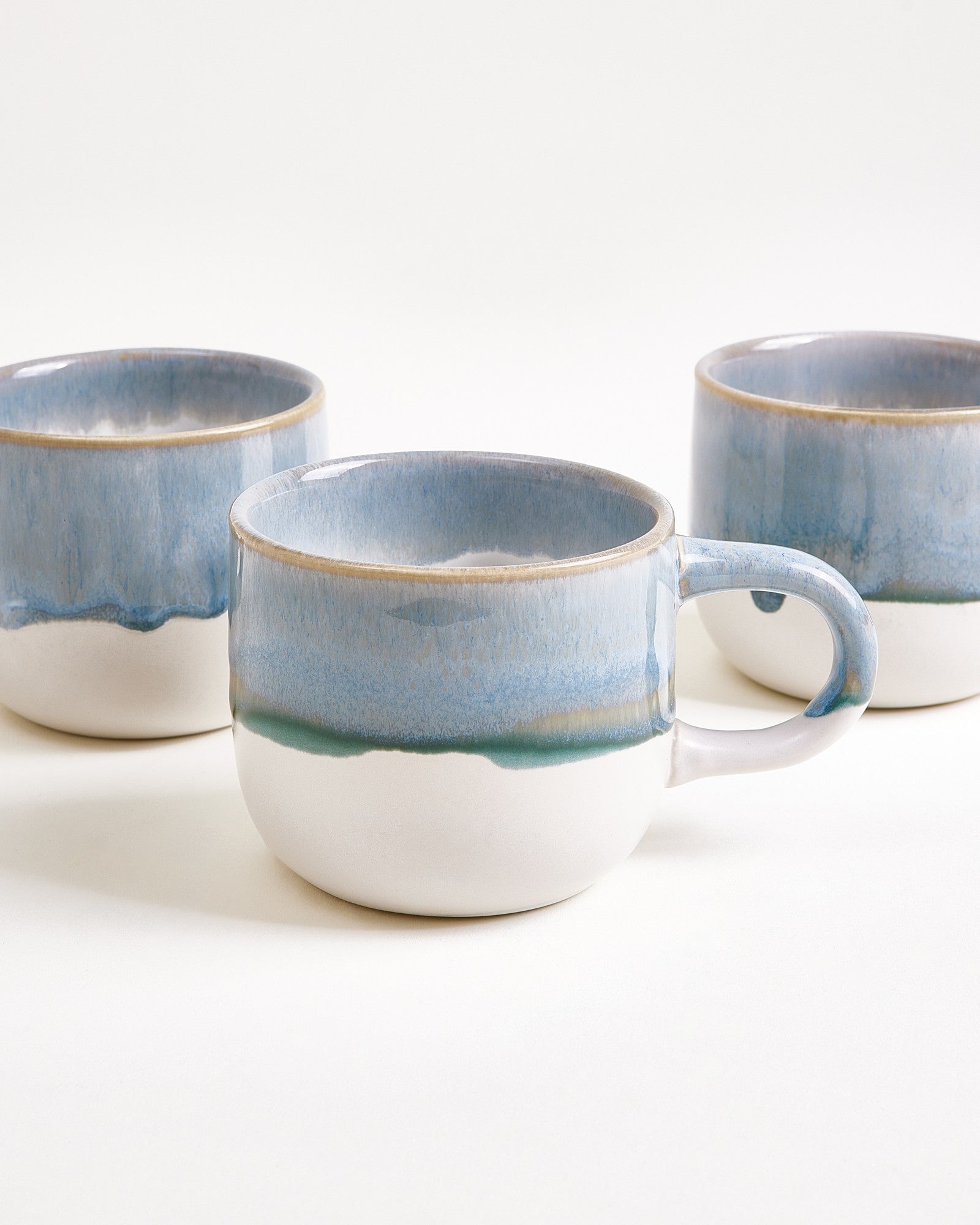 Small Gray Blue Ceramic Mug Set of Six