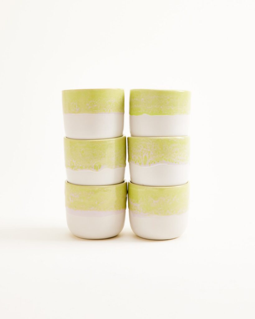 Small Lime Ceramic Cup Set of Six