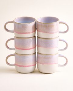 Large Refined Rose Ceramic Mug Set of Six