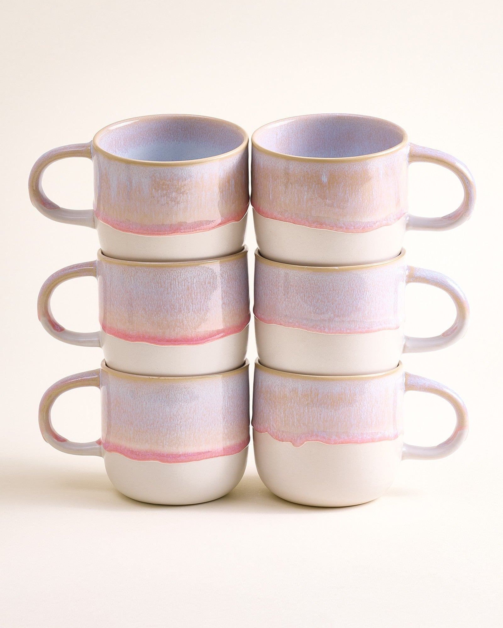 Large Refined Rose Ceramic Mug Set of Six