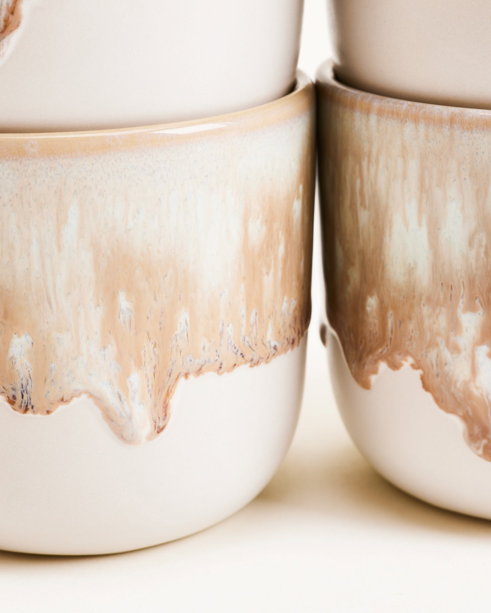 Small Warm Tone Sand Ceramic Cup Set of Six