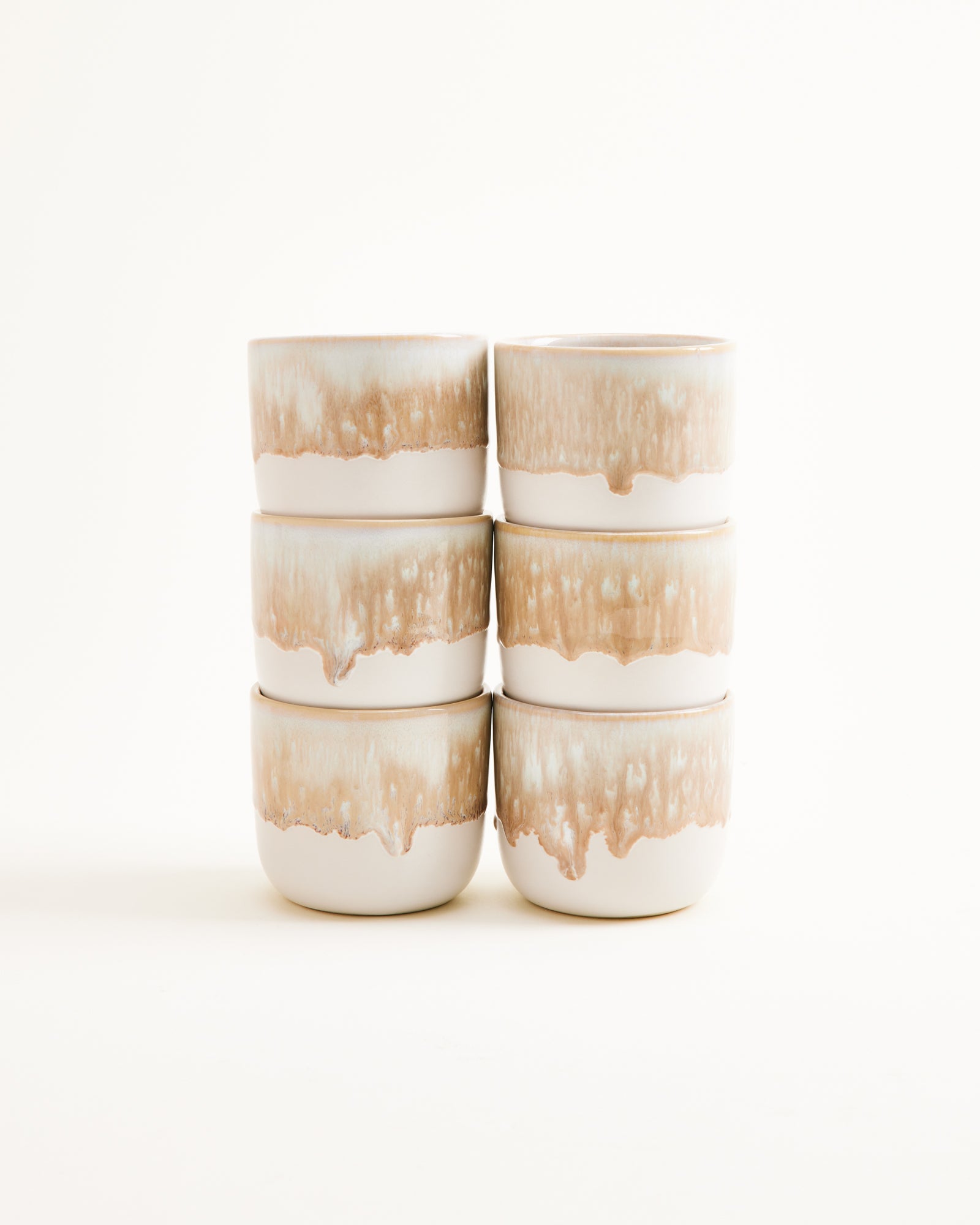 Small Warm Tone Sand Ceramic Cup Set of Six