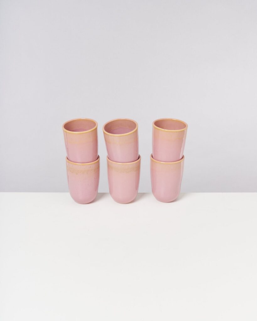 Large Yellow Rose Ceramic Cup Set of Six