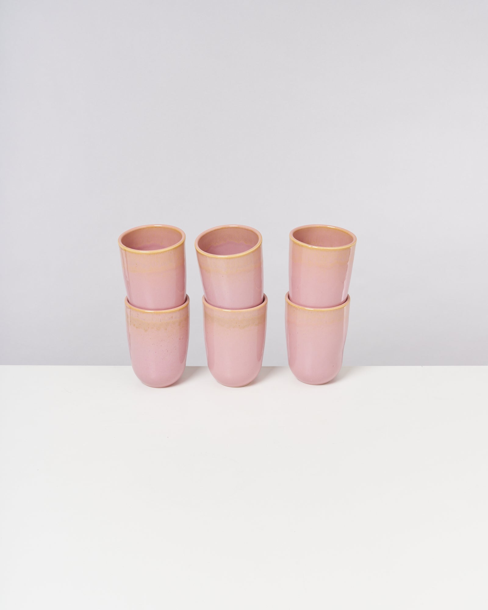Large Yellow Rose Ceramic Cup Set of Six