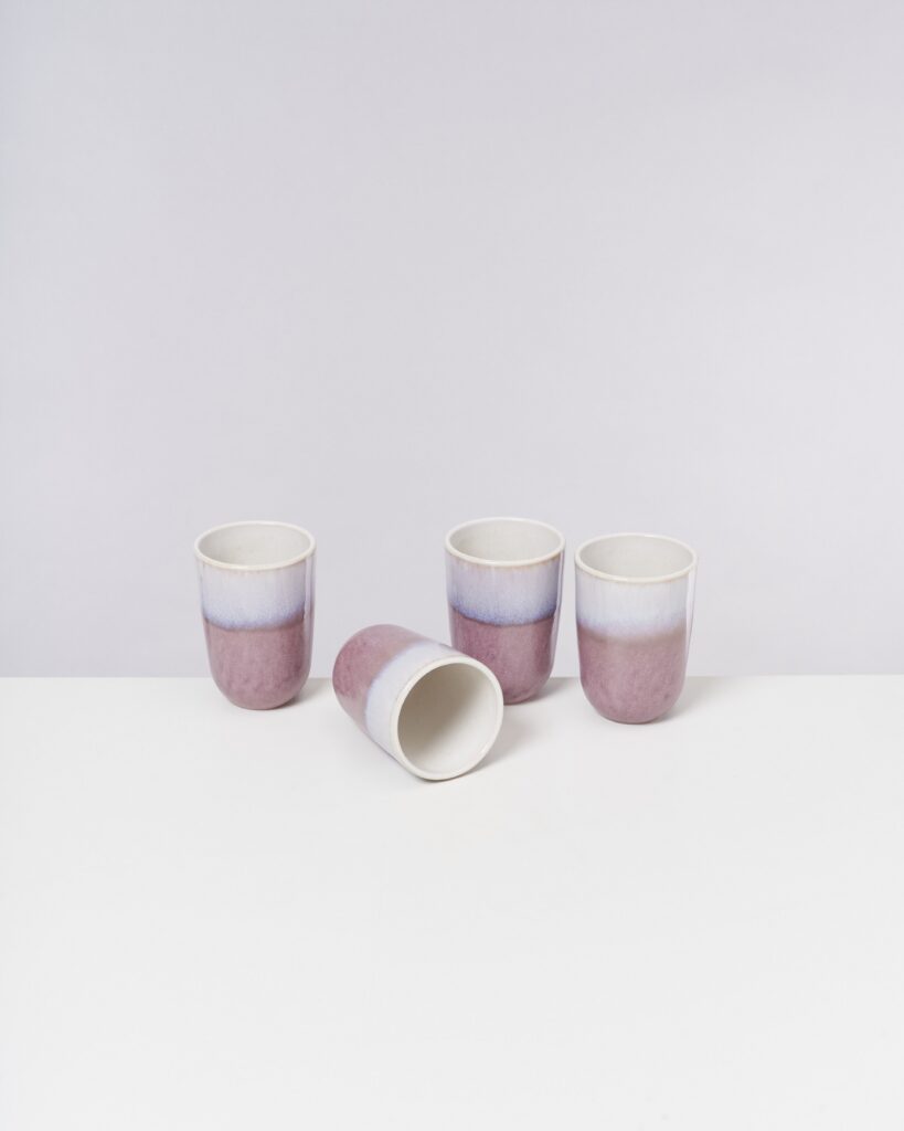 Large Flieder Ceramic Cup Set of Four