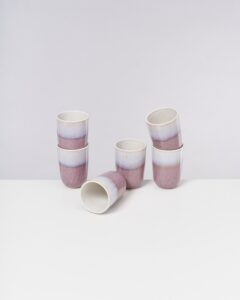 Large Flieder Ceramic Cup Set of Six
