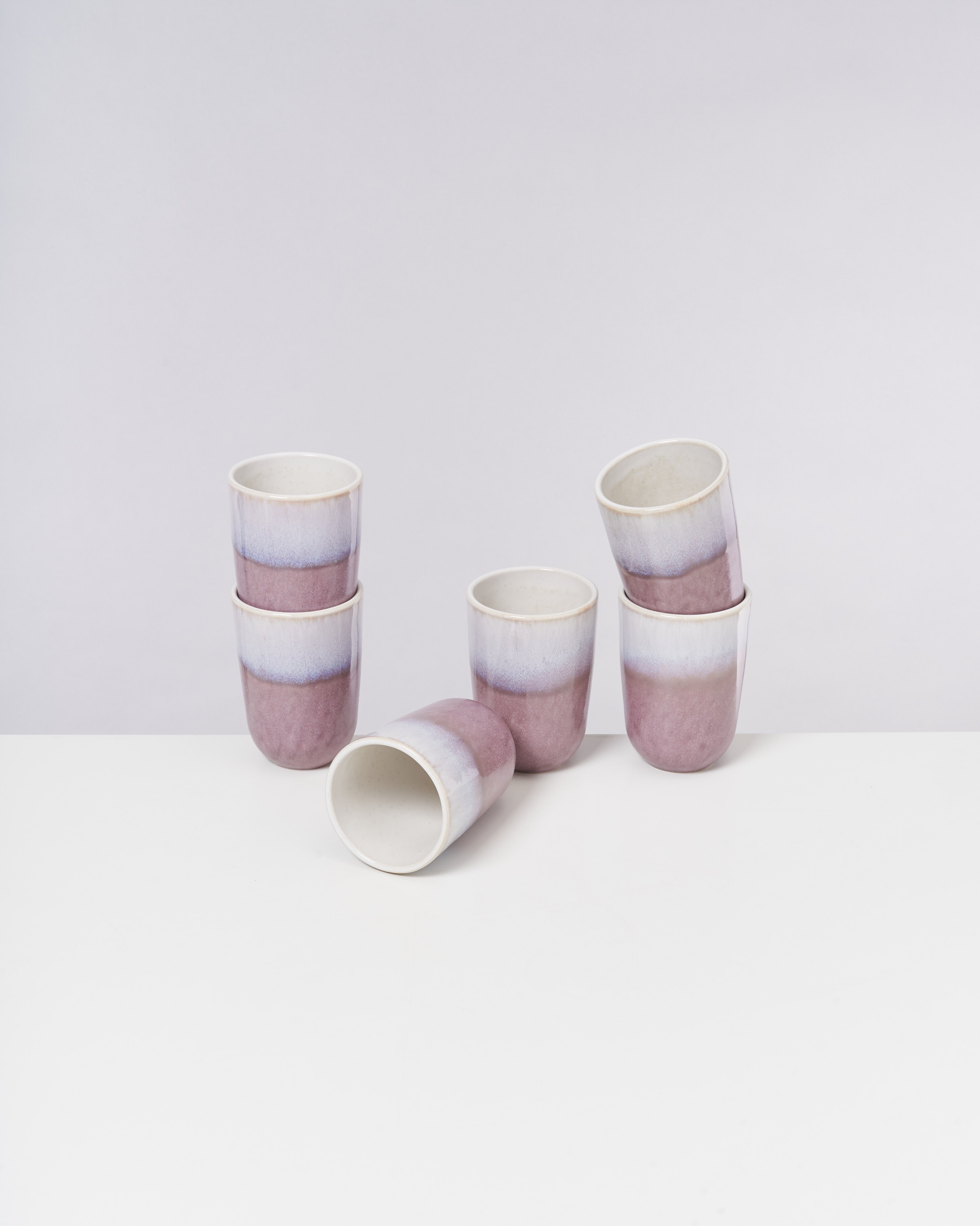 Large Flieder Ceramic Cup Set of Six