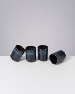 Large Oceanblue Ceramic Cup Set of Four