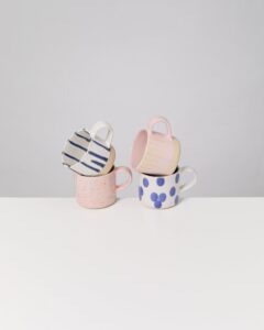 Large Refined Mix Ceramic Mug Set of Four