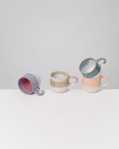 Large Pastel Mix Ceramic Mug Set of Four