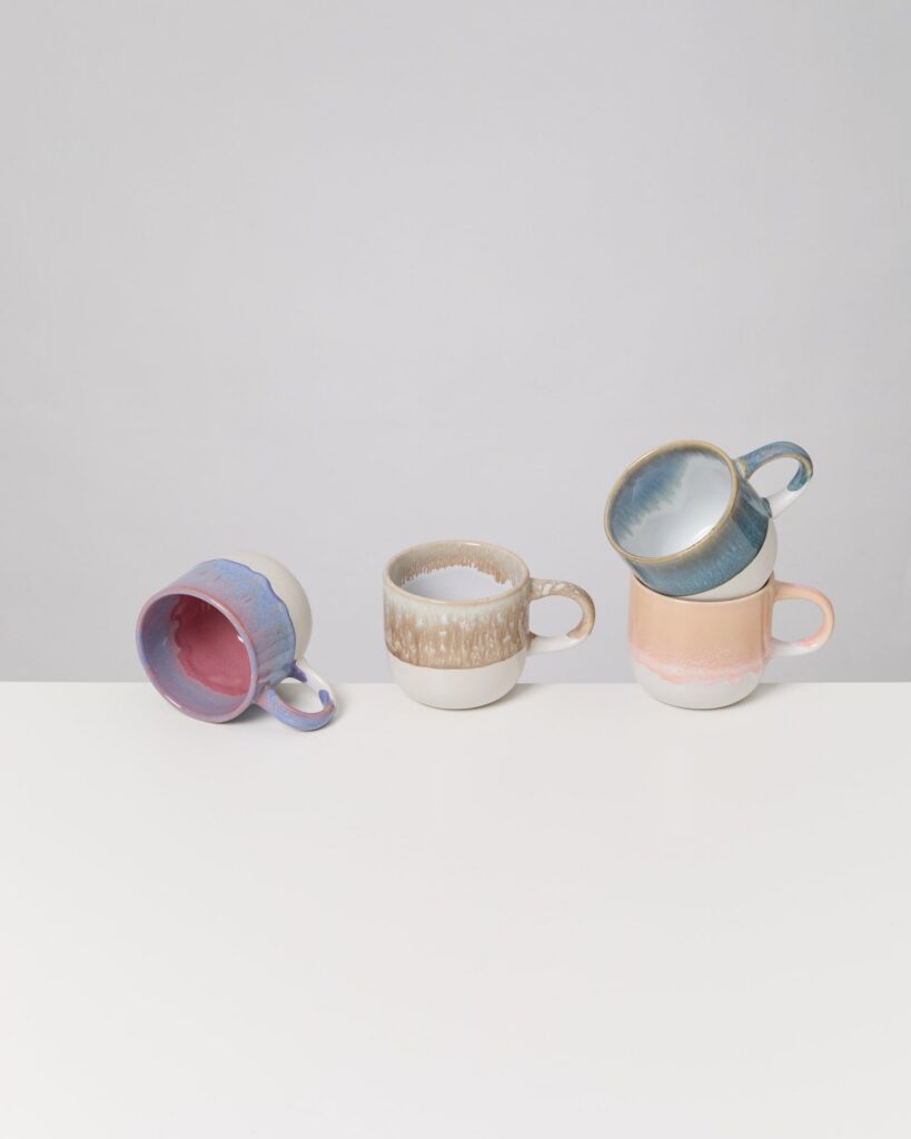 Large Pastel Mix Ceramic Mug Set of Four