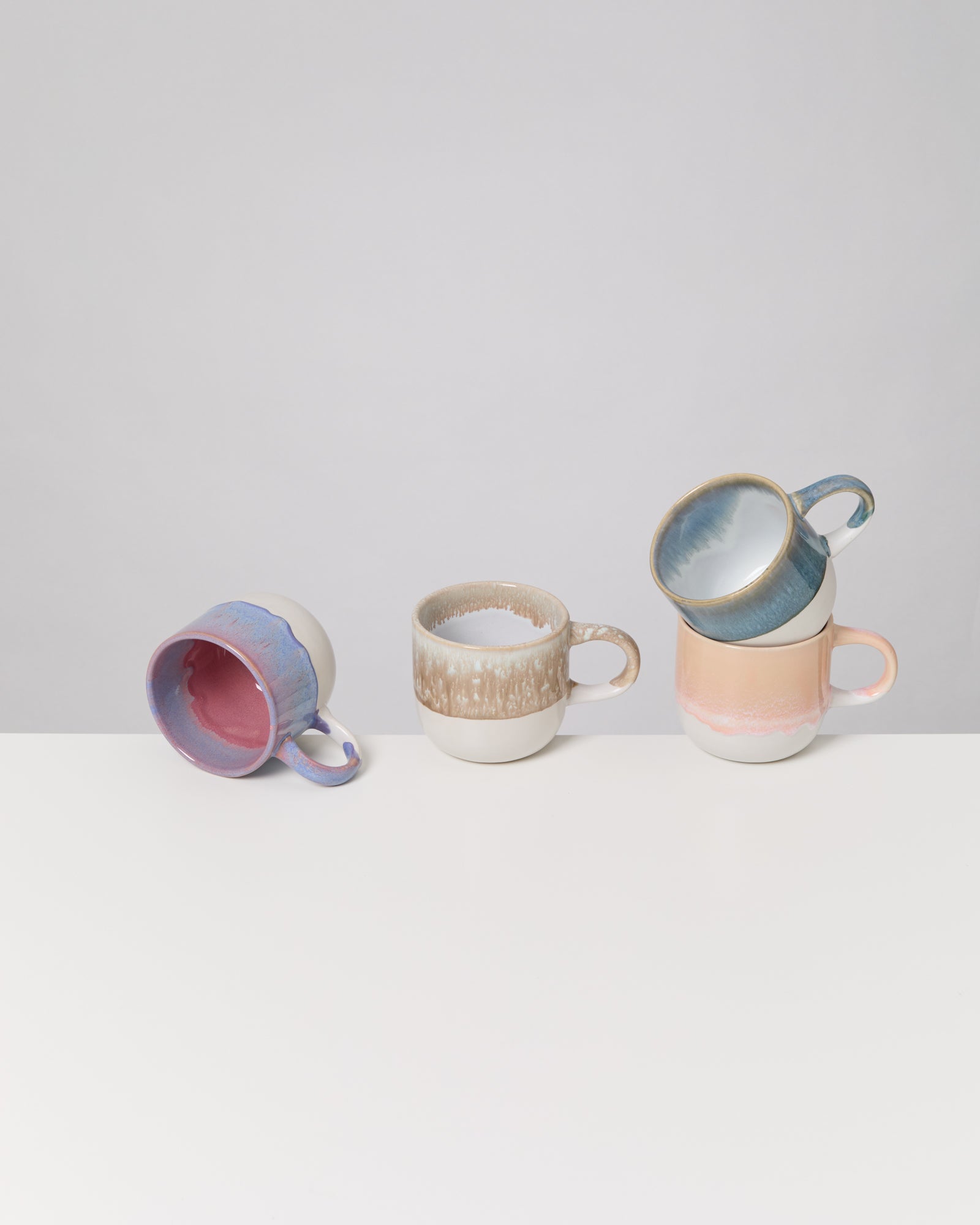 Large Pastel Mix Ceramic Mug Set of Four