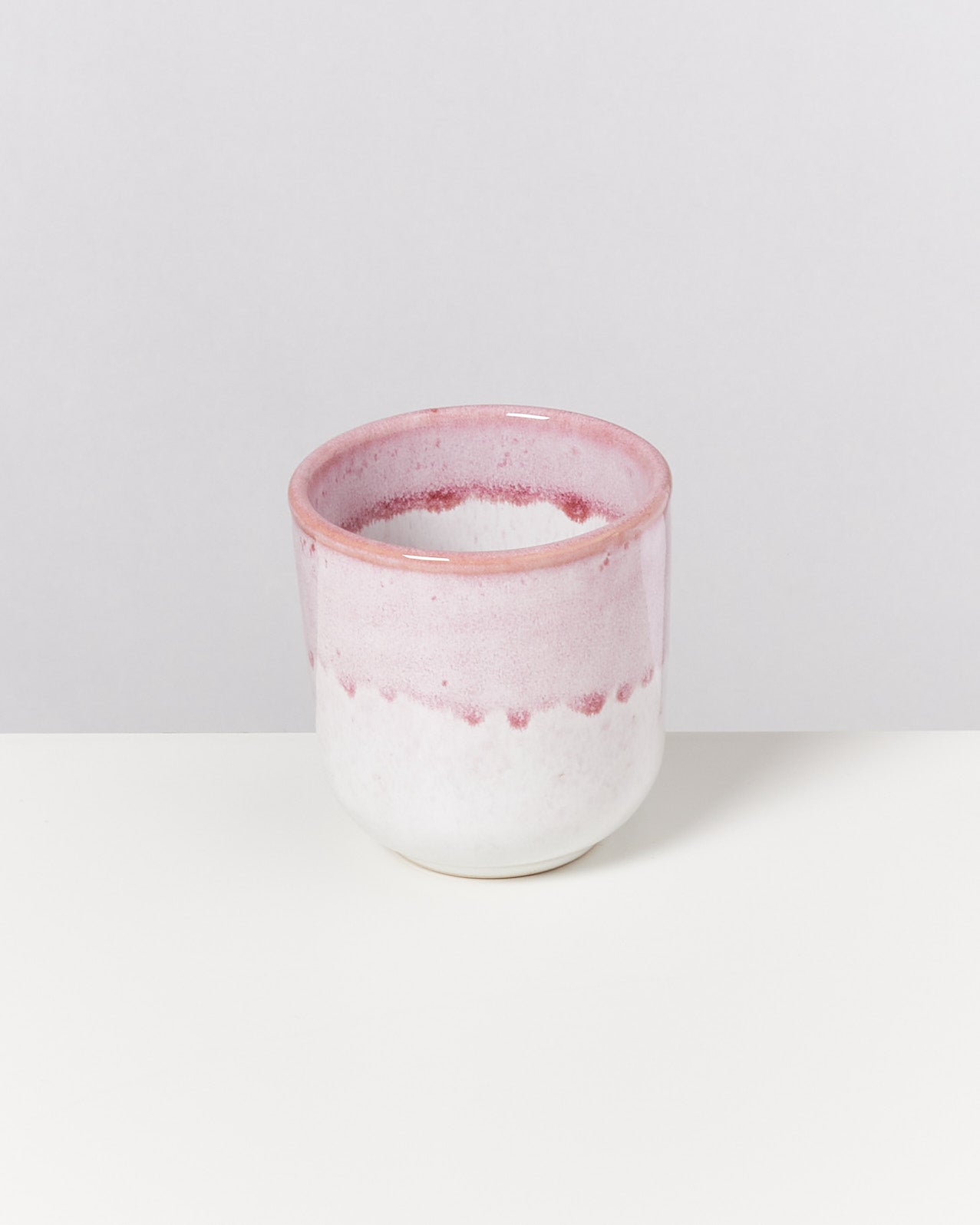 Small Pink White Ceramic Cup Set of Four