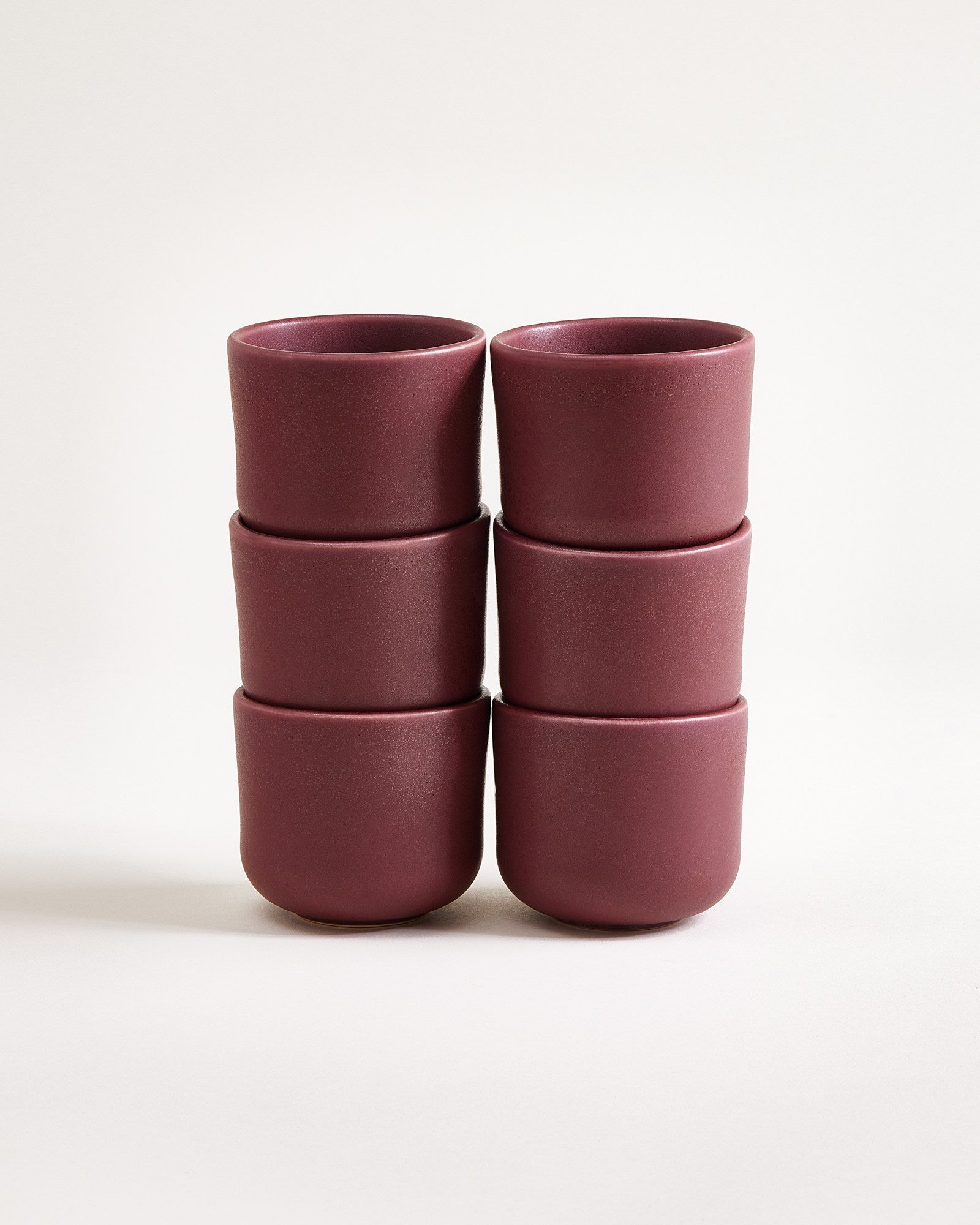 Small Burgundy Ceramic Cup Set of Six