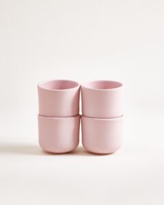 Small Refined Pink Ceramic Cup Set of Four